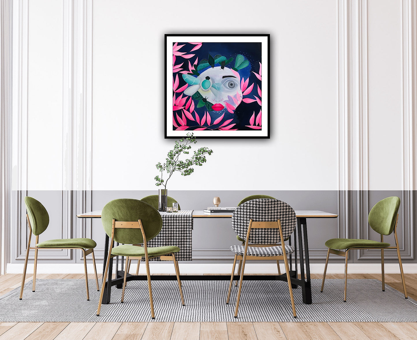 Fata cu insecte – tablou original reprodus ca print premium, decor artistic modern.