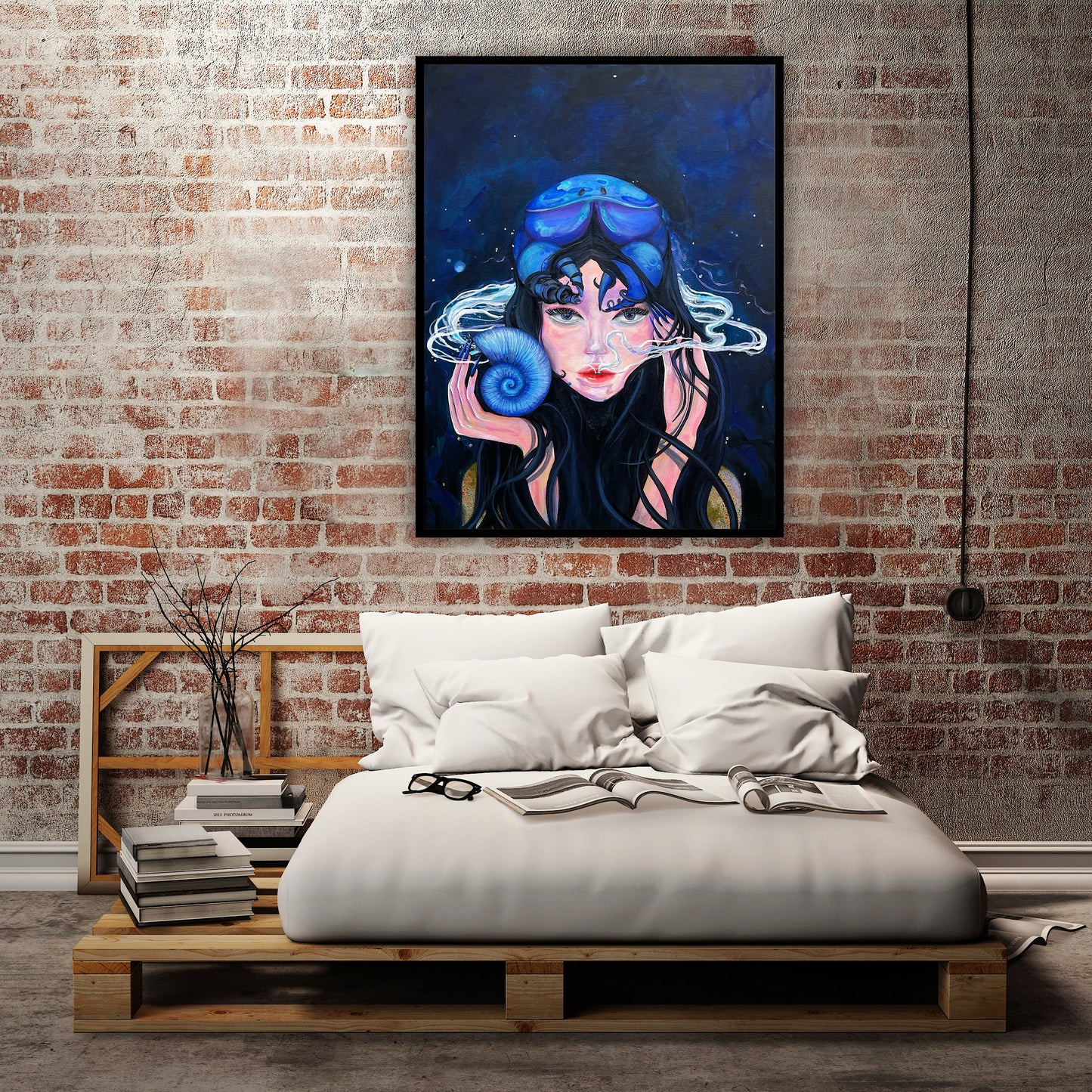 Tablou ilustrat „Vraja marii” – print premium cu tema marina si mistica