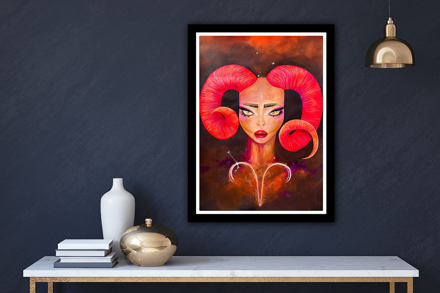 Tablou abstract Zodia Berbec reprodus ca print premium pe hartie, decor modern inspirat de zodiac.