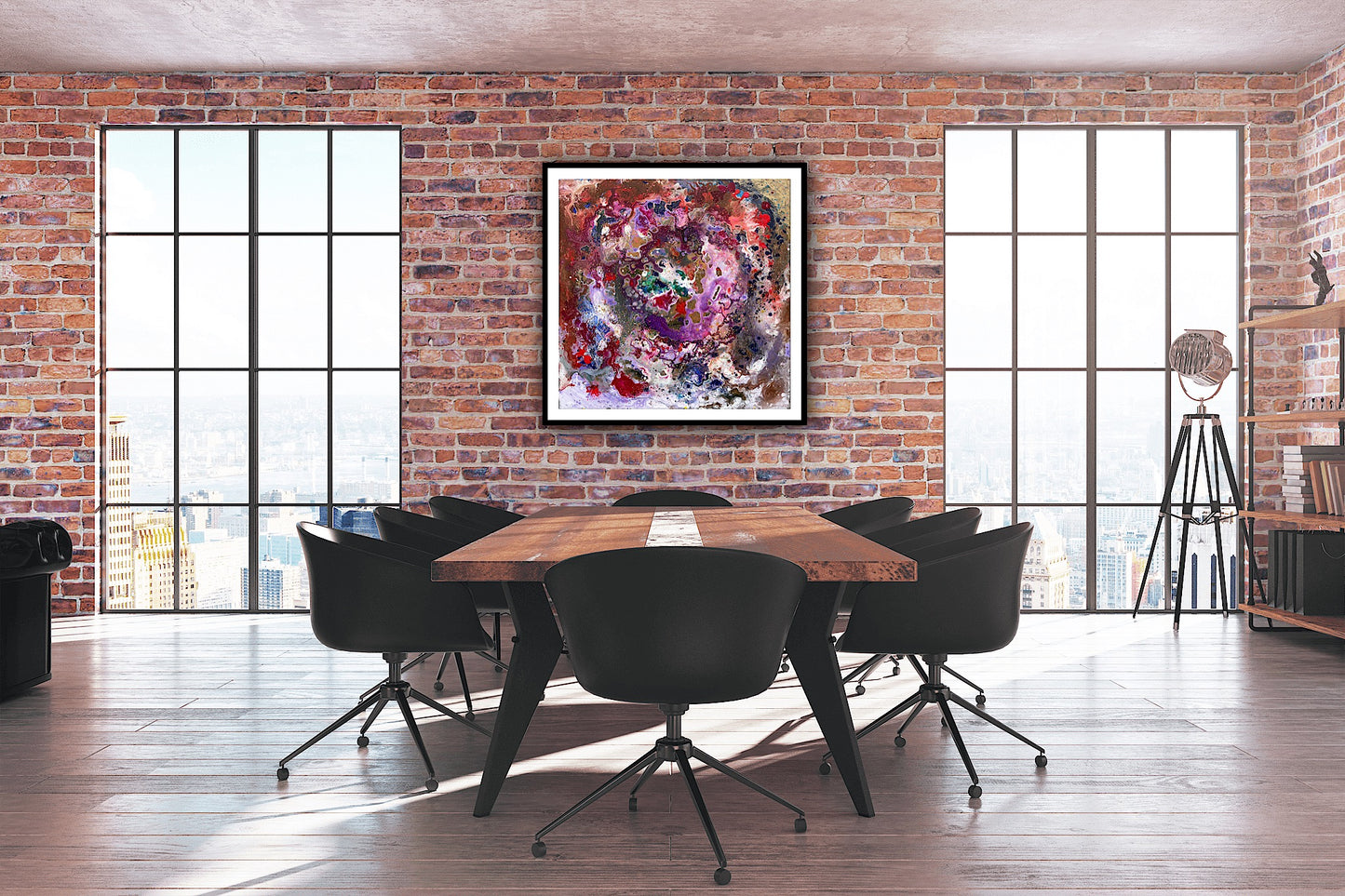 Print premium pe hartie dupa tabloul original Lumea in detalii mici, arta abstracta plina de culoare si detalii fine.