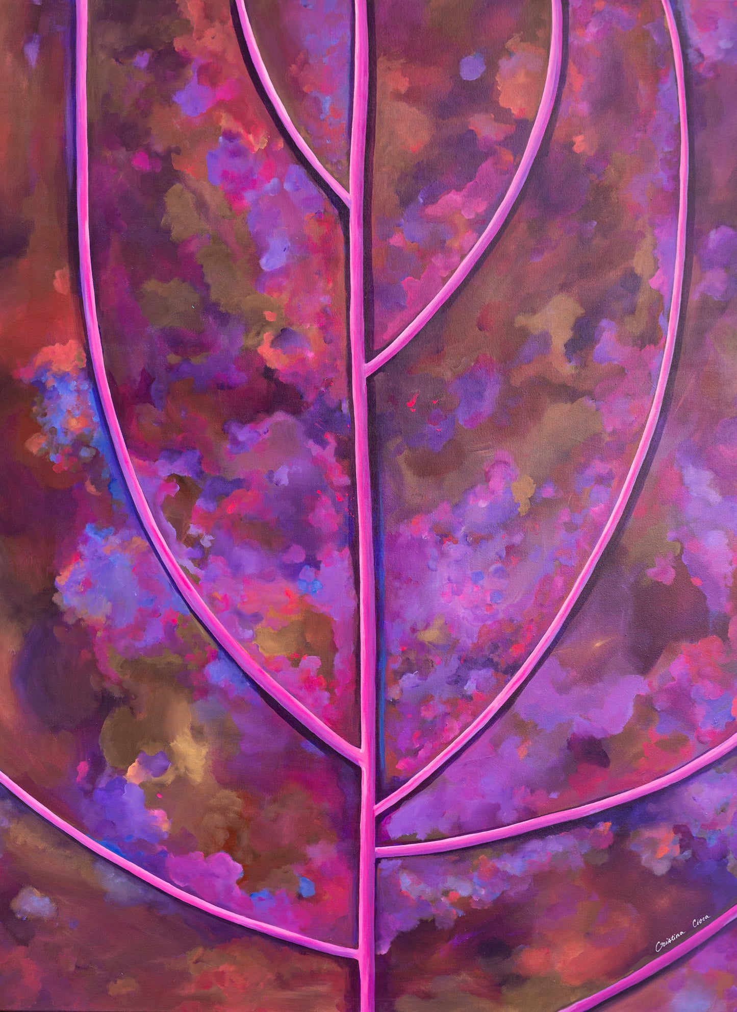 Tablou Toamna roz purpurie, pictura artistica pe panza, perfecta pentru decoruri contemporane.