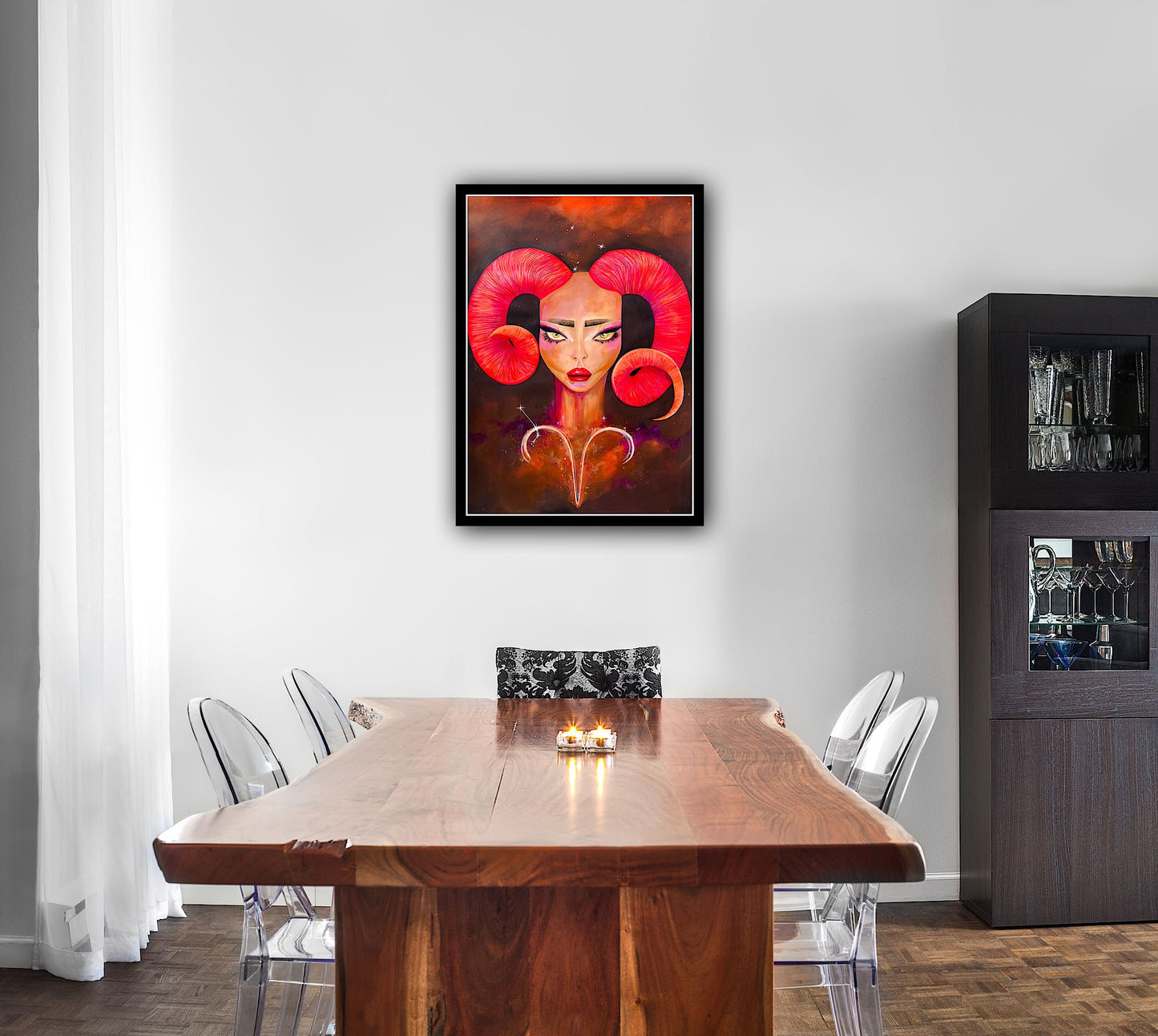 Print premium Zodia Berbec – arta astrologica vibranta, perfecta pentru decoruri rafinate.