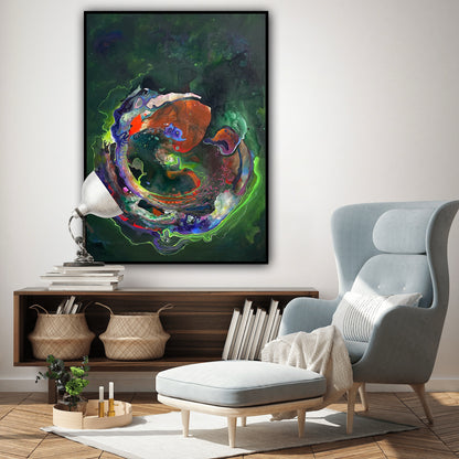 Artă abstractă Ecouri în abis, tablou pictat manual, perfect pentru living, birou sau spații creative.