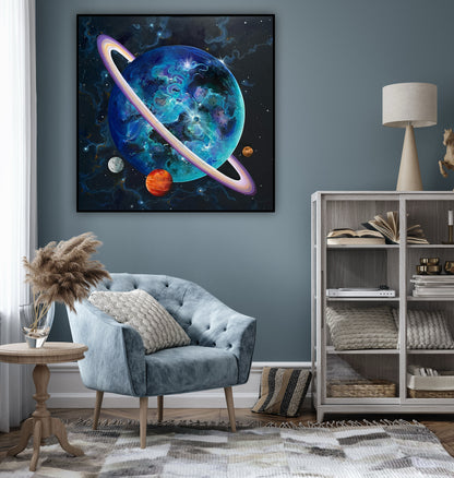Print de colecție În spațiu, artă abstractă cosmică pentru living, dormitor sau birou.