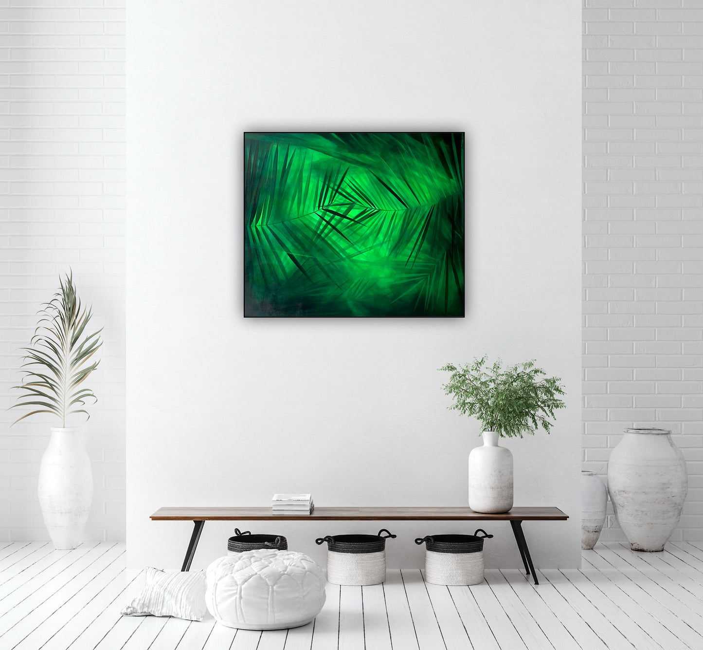 Pictura moderna Liniste tropicala – arta contemporana pe panza cu influente naturale.