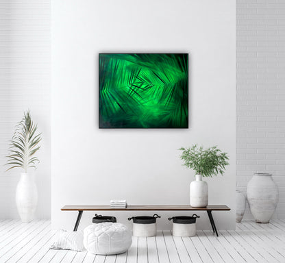 Pictura moderna Liniste tropicala – arta contemporana pe panza cu influente naturale.