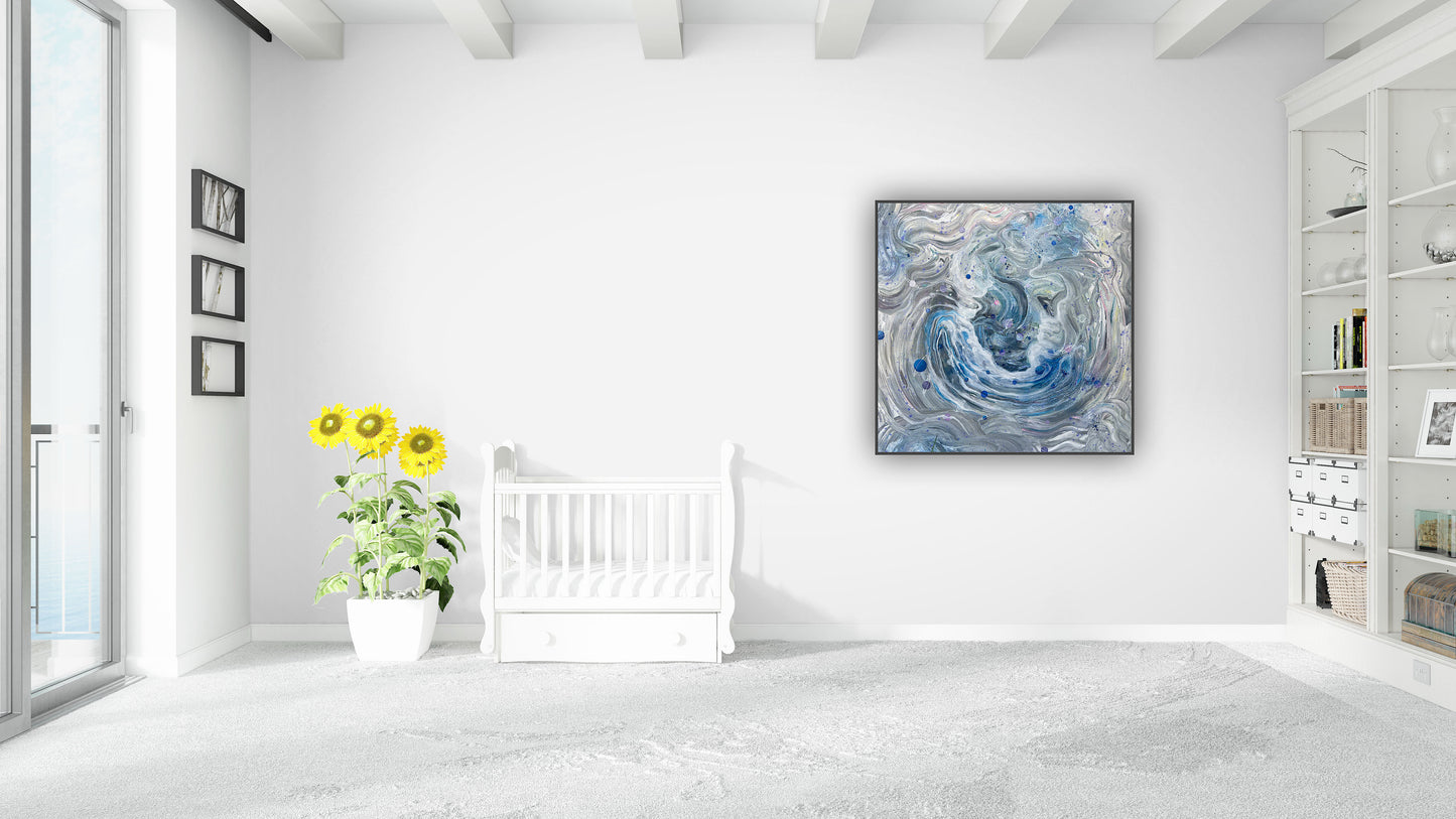 Tablou decorativ de perete, abstract și modern, în nuanțe cosmice.