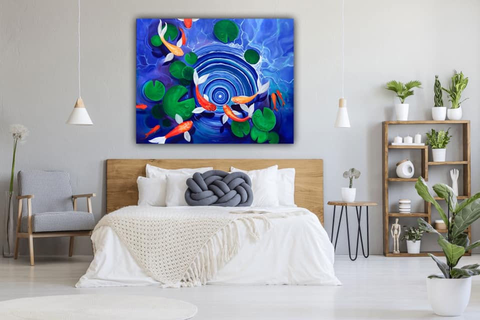 Arta contemporana Cativa pesti – pictura decorativa pe panza 120x150 cm pentru spatii exclusiviste.