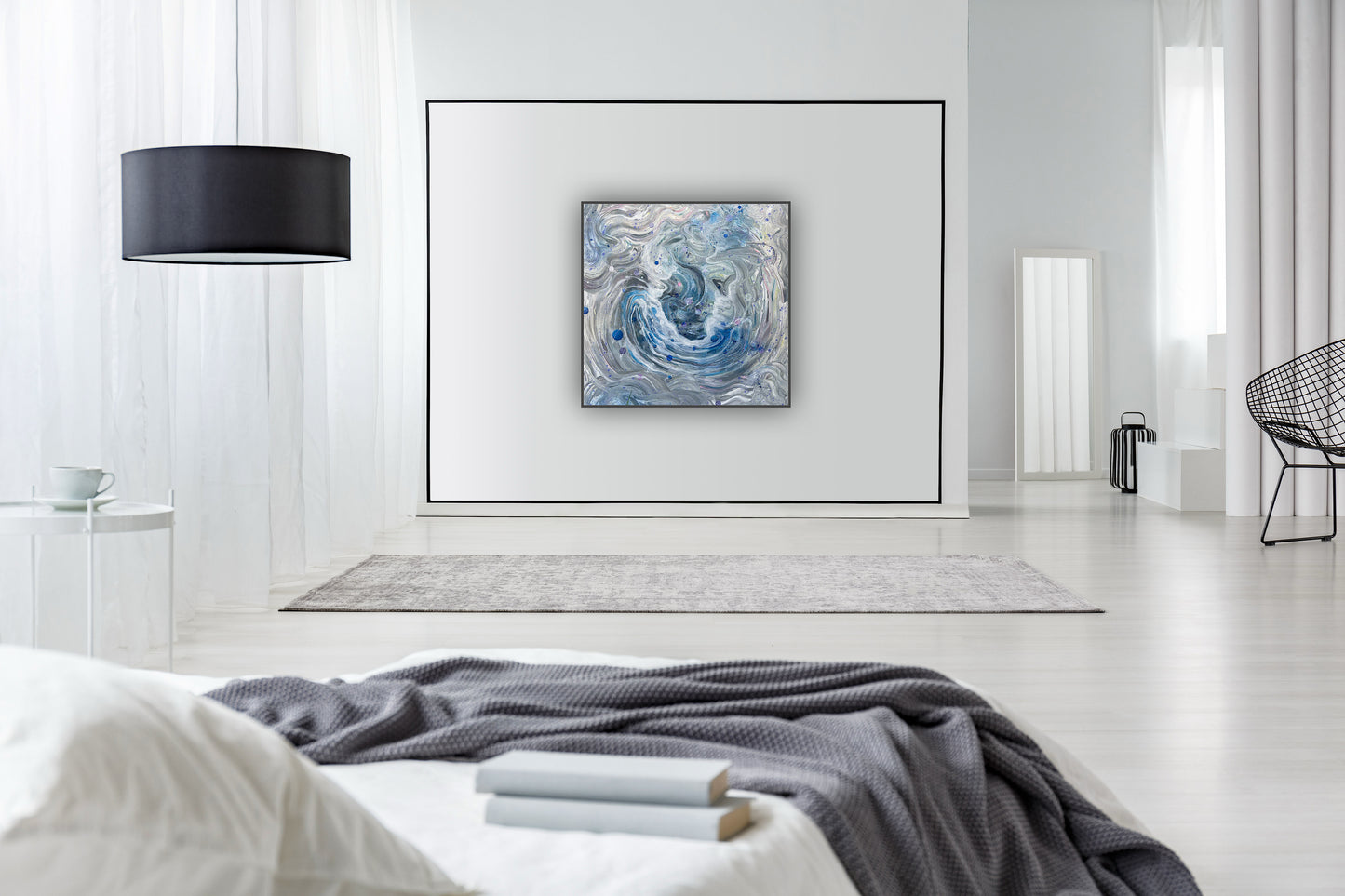 Pictură modernă în acrylic pouring pentru dormitor.