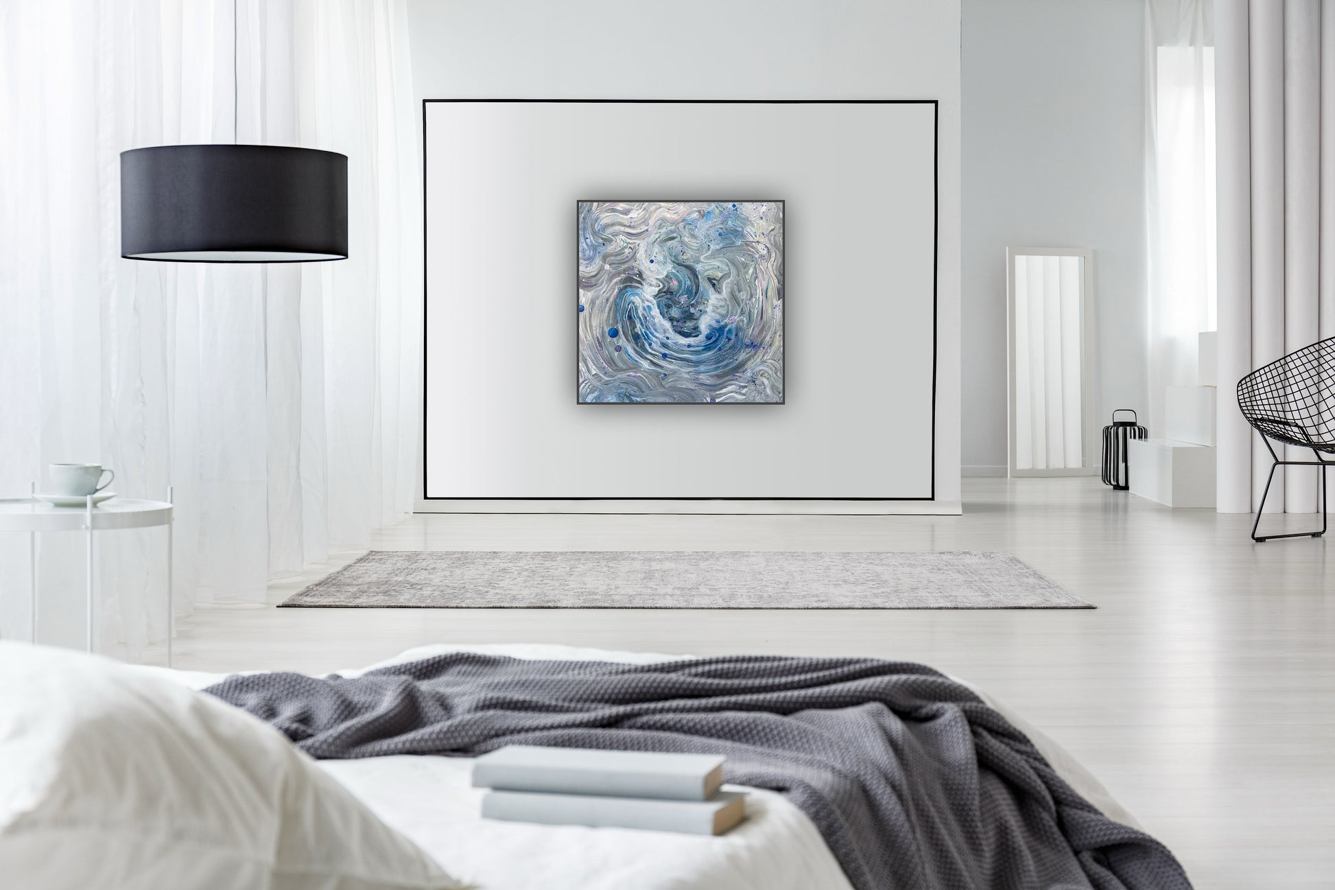 Pictură modernă în acrylic pouring pentru dormitor.