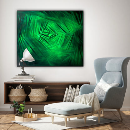 Pictura moderna Liniste tropicala – arta contemporana pe panza cu influente naturale.