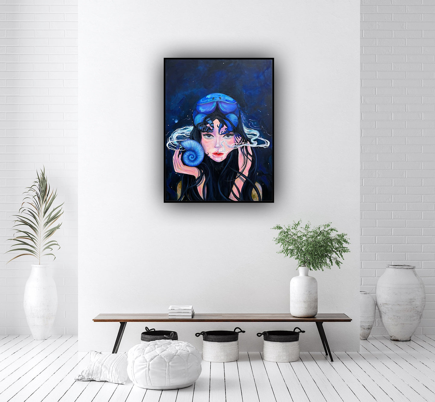 Lucrare originala Vraja marii – tablou pe panza inspirat de mare, arta contemporana decorativa.