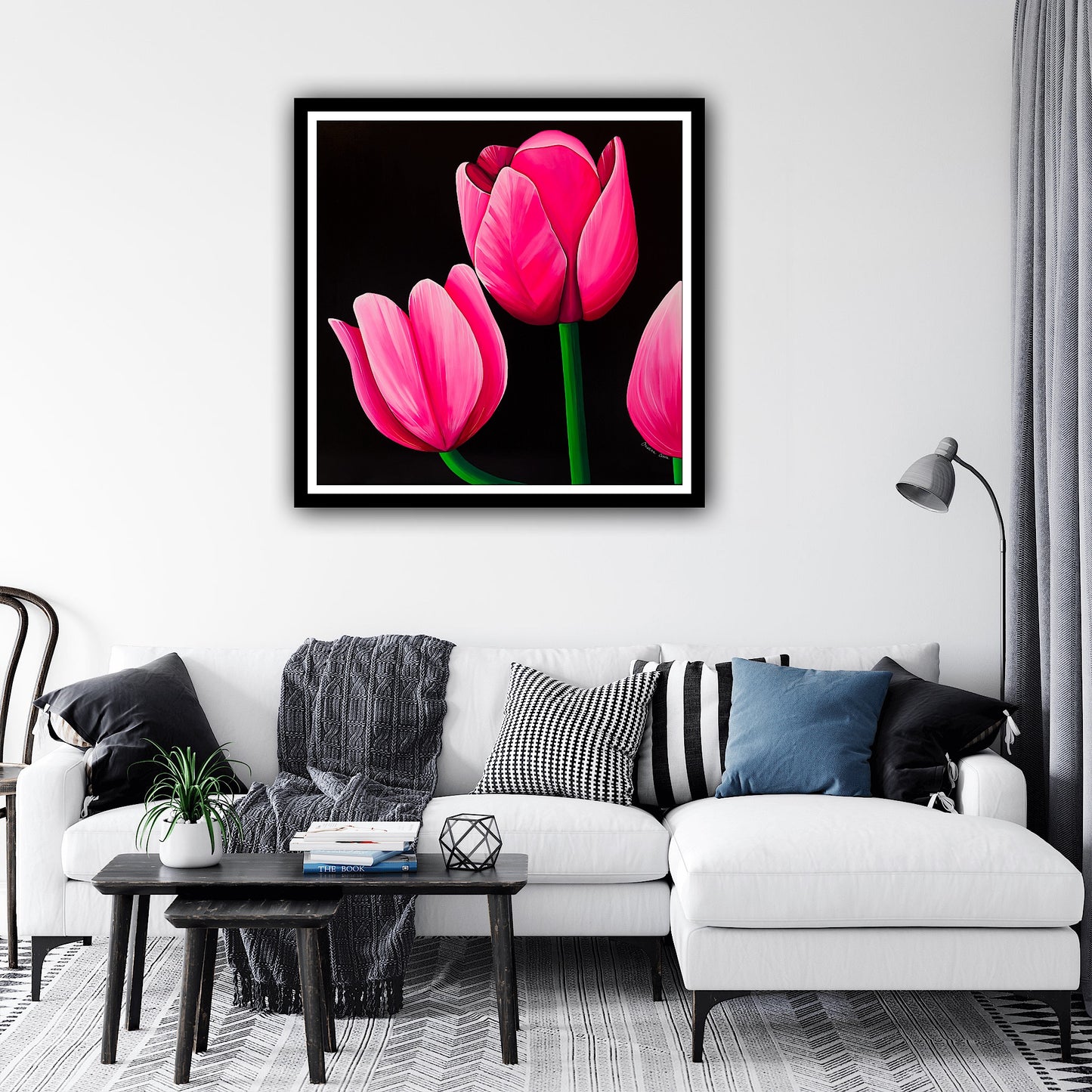 Print floral Lalele, arta decorativa contemporana pe hartie de calitate, ideal pentru living sau birou.