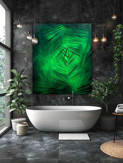 Print artistic Liniște tropicală, grafică premium pe hârtie de calitate, decor modern cu frunze exotice.