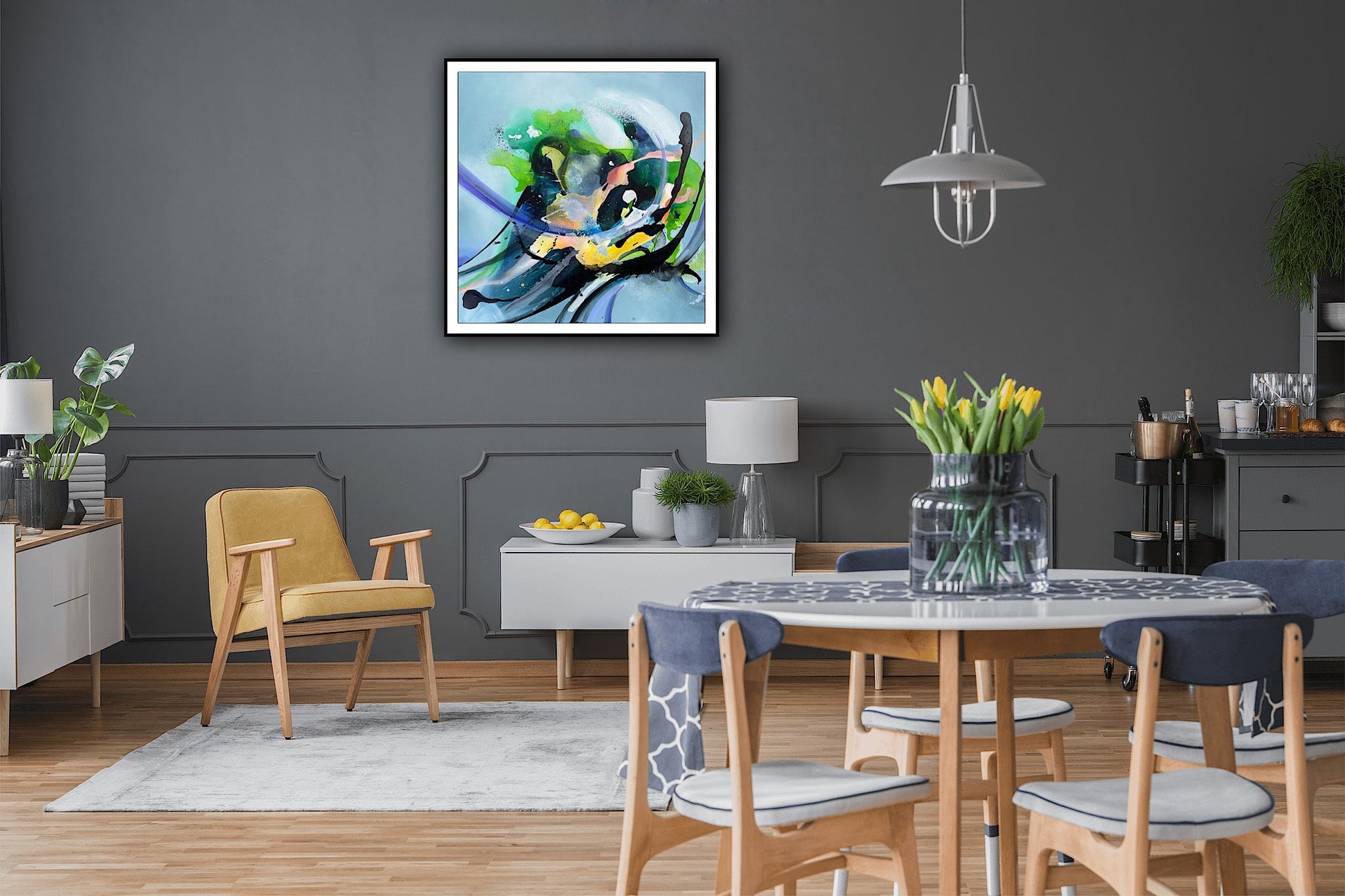 Print abstract „Simfonie de primavara” – arta contemporana pe hartie de calitate