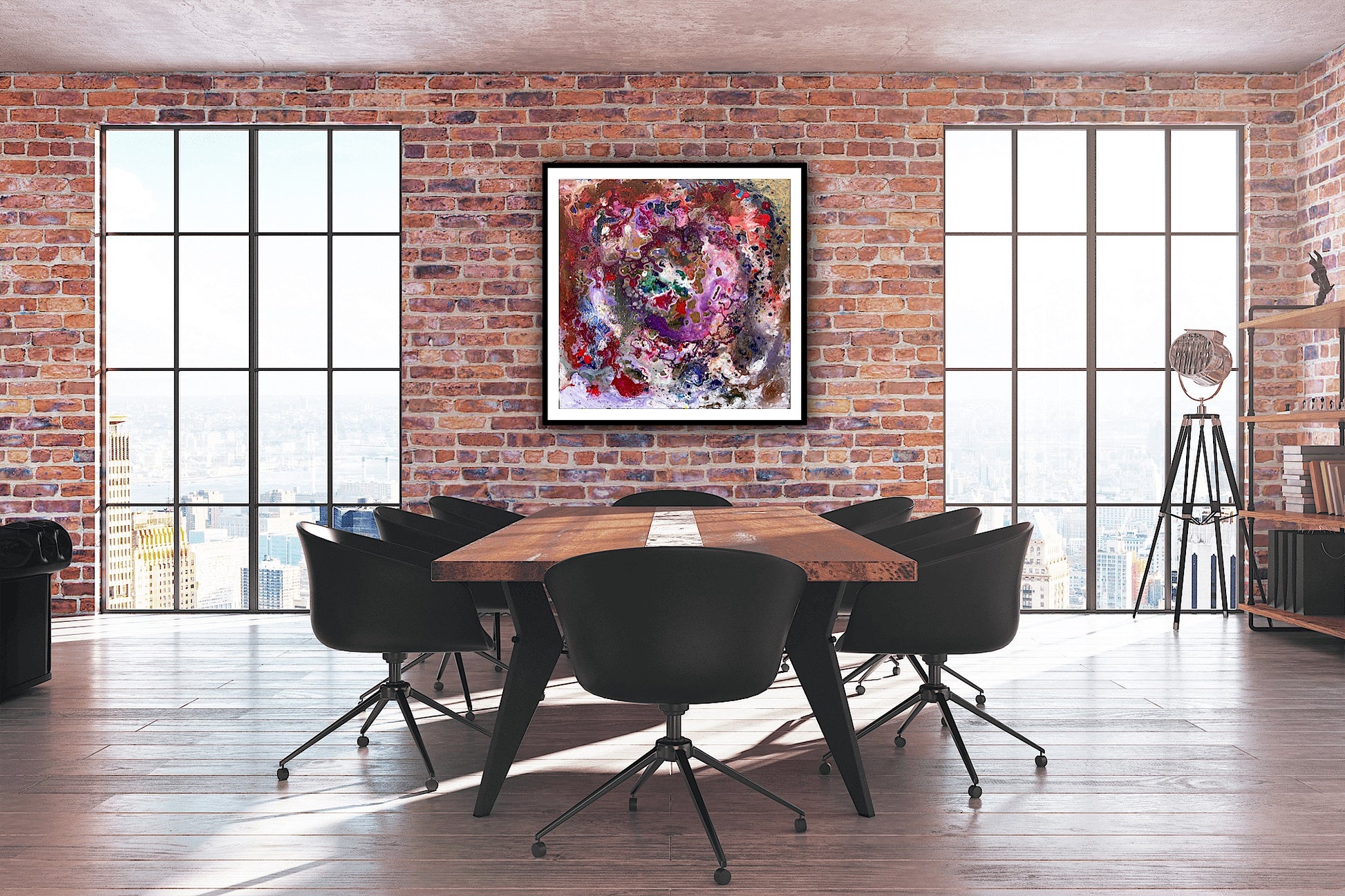 Print premium pe hartie dupa tabloul original Lumea in detalii mici, arta abstracta plina de culoare si detalii fine.