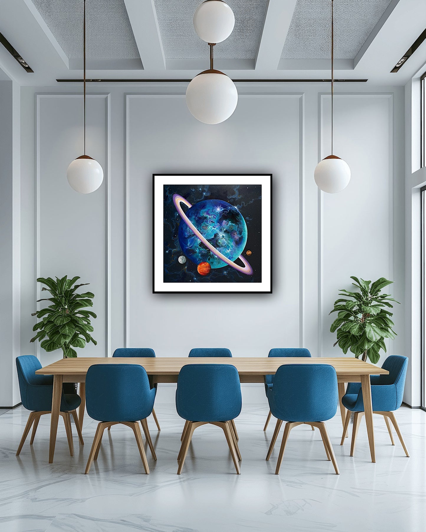 Print premium În spațiu, artă inspirată din univers, detalii vibrante și culori intense pentru decor modern.