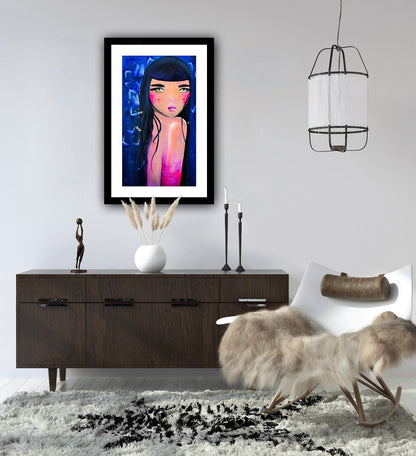 Print artistic Aija printre fluturi, lucrare decorativa moderna in editie premium.