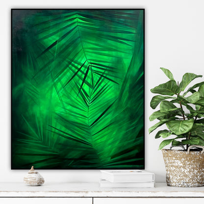 Print premium Liniște tropicală, artă contemporană verde luxuriantă pentru decor interior modern.