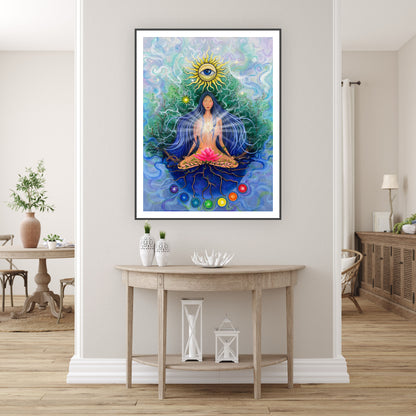 imagine artistică ce unește lotusul roz cu rădăcini și ramuri