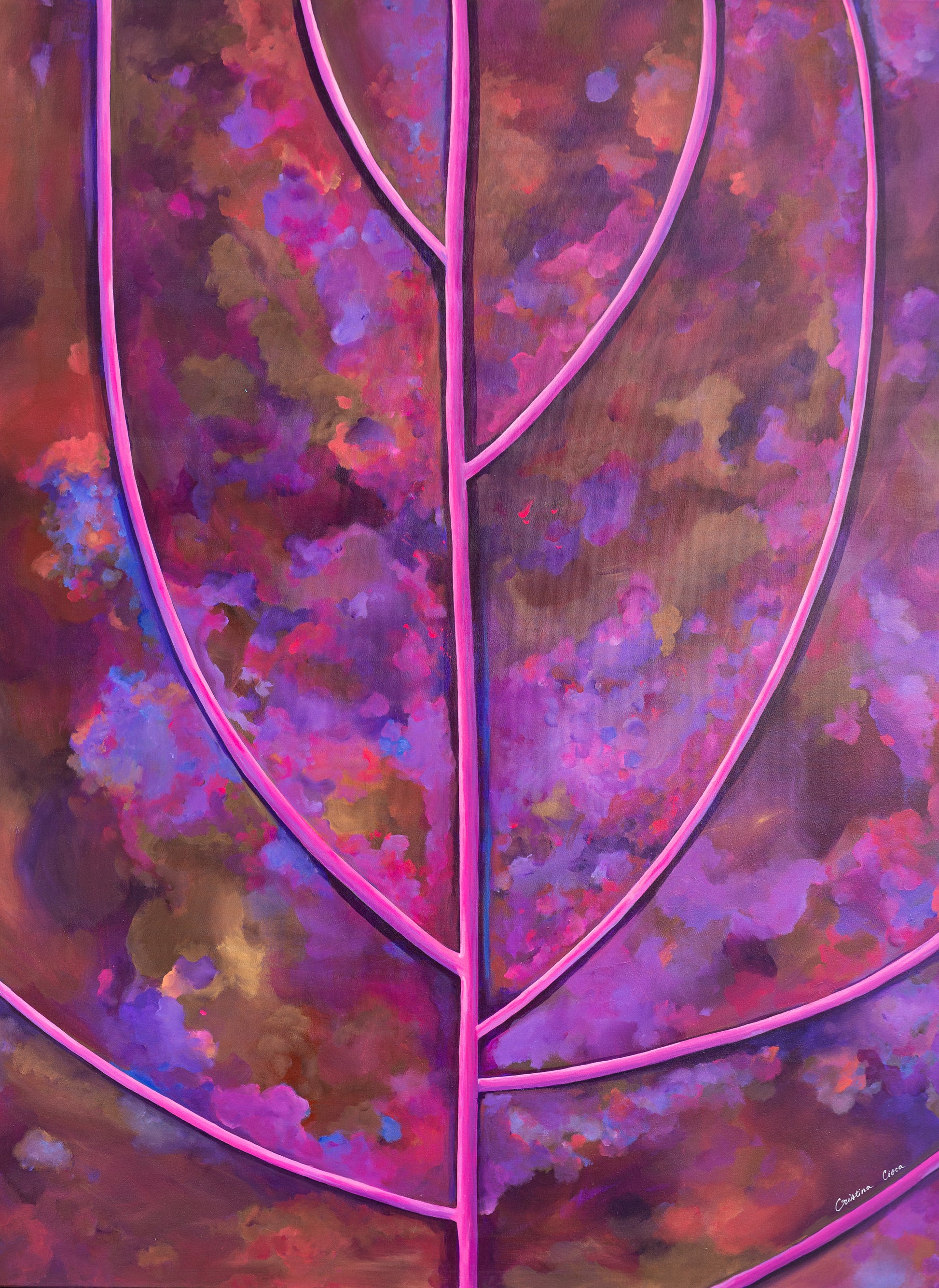 Tablou Toamna roz purpurie, pictura artistica pe panza, perfecta pentru decoruri contemporane.