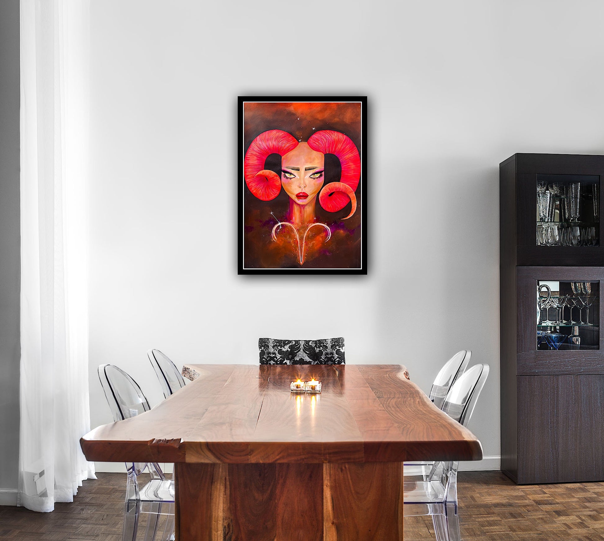 Print premium Zodia Berbec – arta astrologica vibranta, perfecta pentru decoruri rafinate.