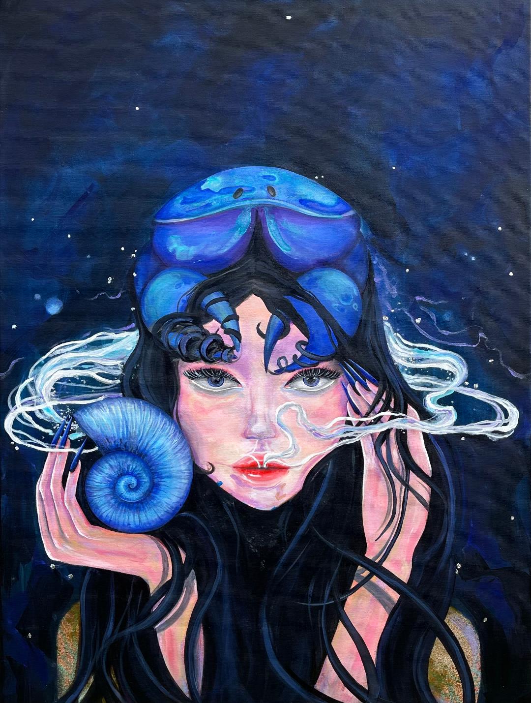 Vraja marii – pictura originala pe panza, arta moderna inspirata din ocean si mitologia marilor.