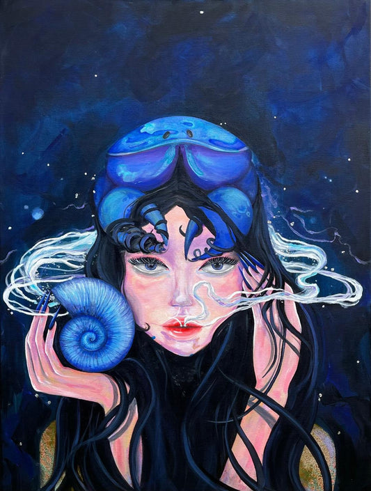Vraja marii – pictura originala pe panza, arta moderna inspirata din ocean si mitologia marilor.